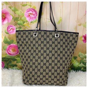 Gucci GG Monogram black gray canvas tote